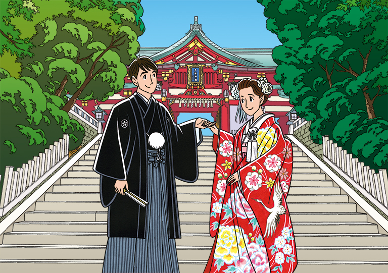 わたせせいぞうさんイラストギャラリー 東京神前式 神社挙式は日枝神社結婚式場 日枝あかさか